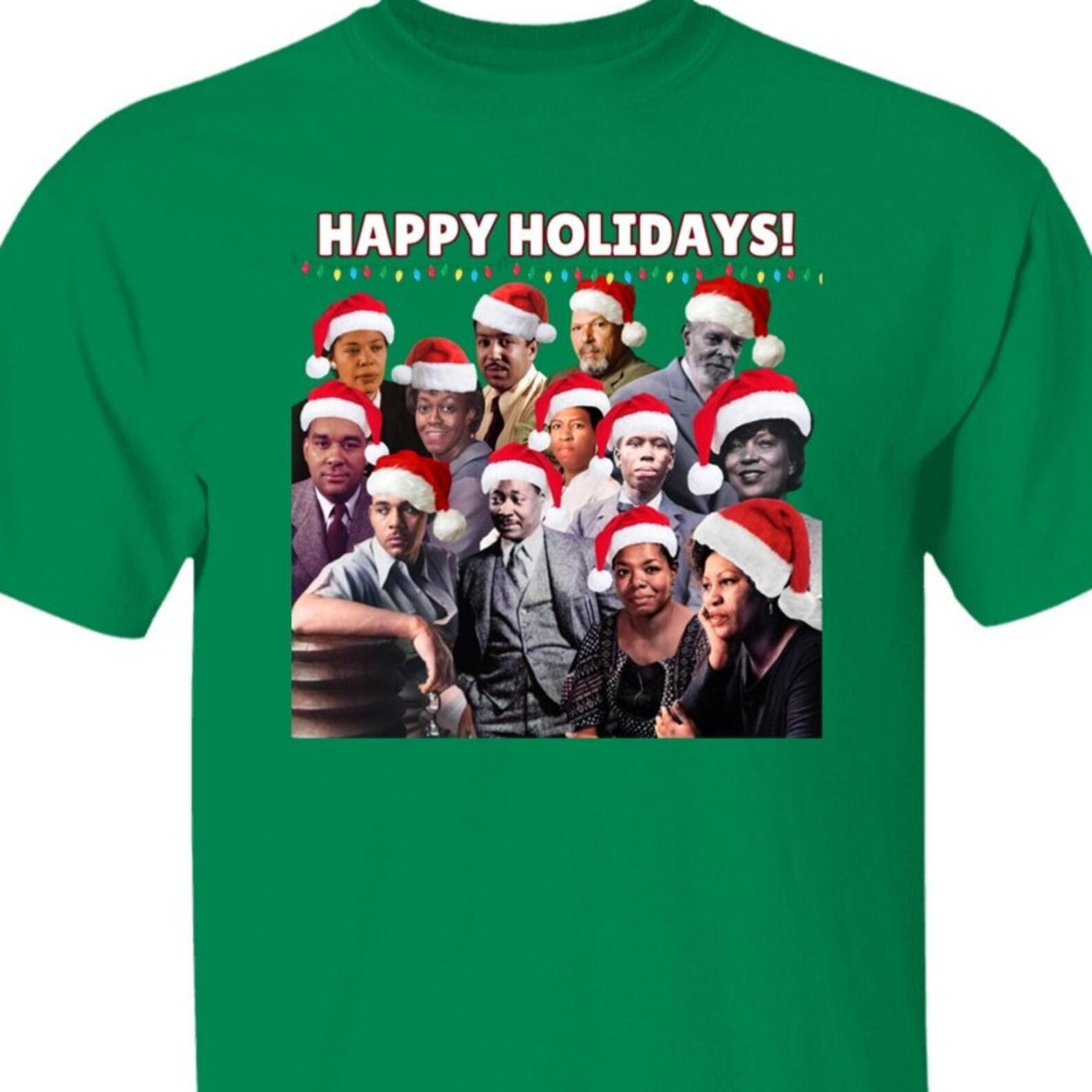 Black Writers Christmas T shirt, Happy Holidays Zora Neale Hurston, James Baldwin Toni Morrison, Maya Angelou Langston Hughes Claude Mckay 2XL