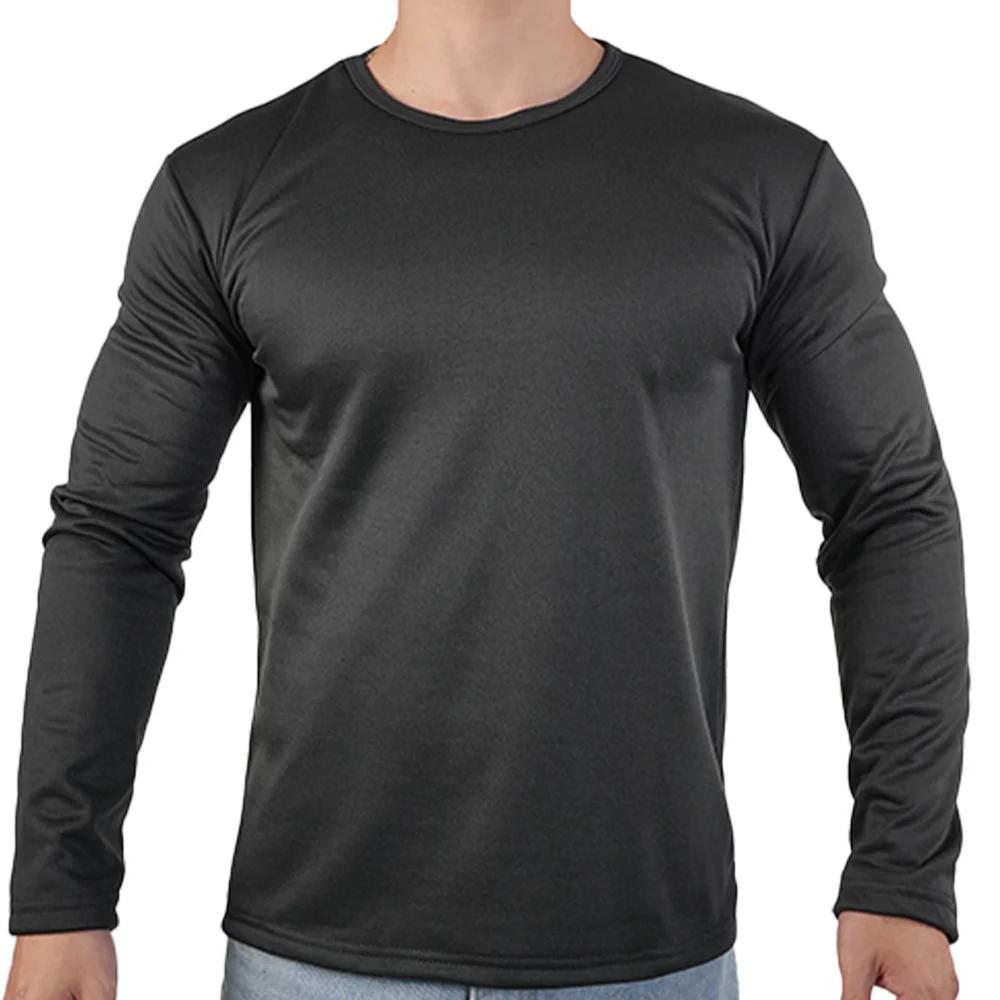 Roupa Interior Térmica de Inverno Masculina Camiseta de Manga Comprida Tops Cor Sólida Moletom Gola O Camiseta Base Tamanho Grande Camiseta Íntima 5Xl