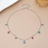 Light luxury color four-leaf flower bracelet necklace female niche multi-flower contrasting color collarbone chain high-grade zircon neck chain