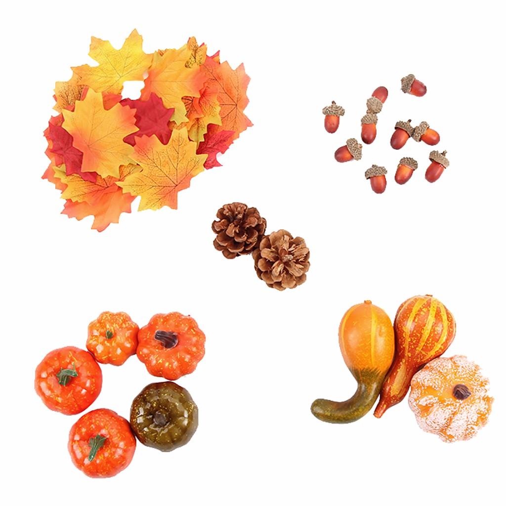 50Pcs Artificial Pumpkins Autumn decoration set, Halloween Mini Fake Pumpkins