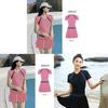 Summer Pool Dress With Collared Splicing Pattern For Beach Vacation And Yoga Practice