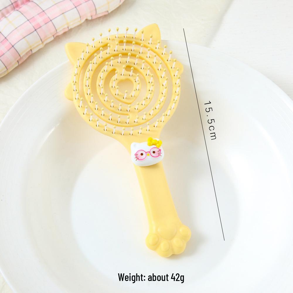 Cartoon Cat Paw Cushion Comb: Cute, Soft, Portable Travel Brush with Heart Massage Design