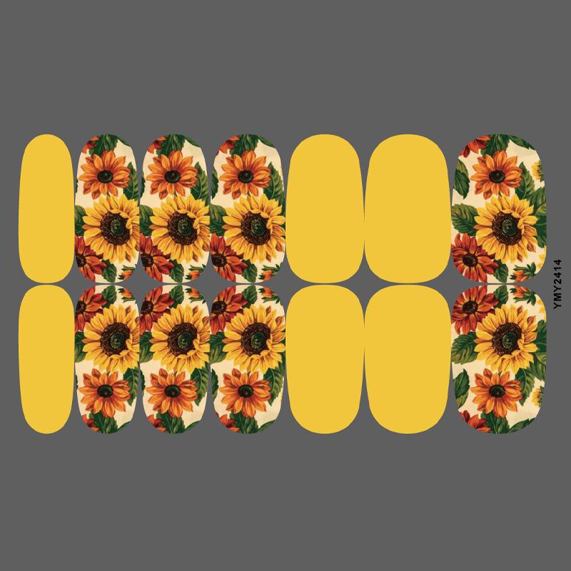 Sunflower Waterproof Nail Art Stickers - Full Cover Floral Series (YMY2414-2428)