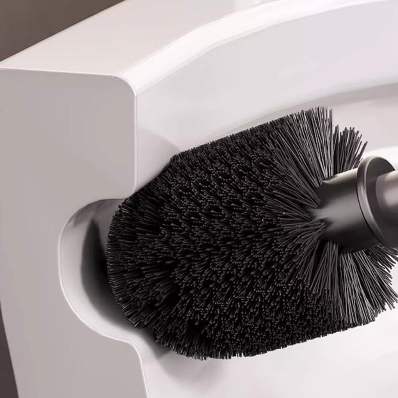 Toilet Brush and Holder, High-Density Nylon Brush Toilet Bowl Brush Set with Ergonomic Long Handle, Modern Bathroom