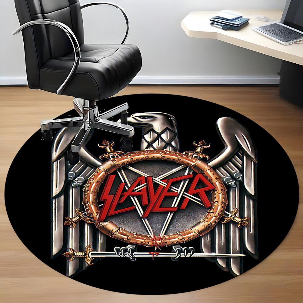 1PC Slayer Band Office Round Area Rug, Indoor Mat Suitable For Office, Under Office Chairs Bedroom Living Room Home Decor, Room Deco110
