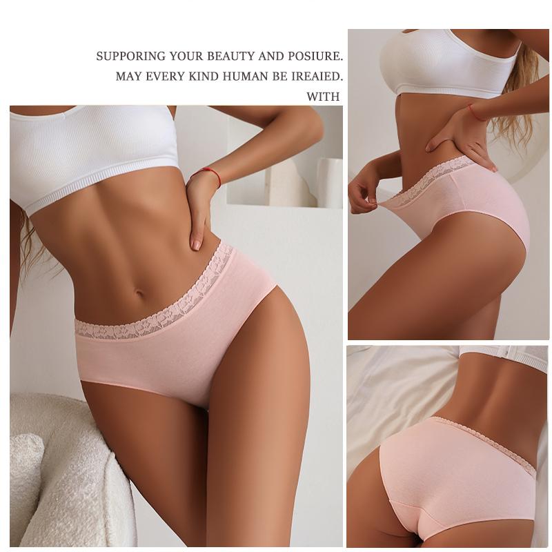 3Pcs Women Cotton Lingerie Sexy Soft Fashion Panties Femme Buckle Design Underwear Pantys Underpant Lingerie Lace Intimates S-XL