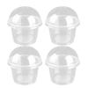 Transparent Plastic Dessert Bowl Container With Lid, 250ml Disposable Plastic Cups With Lids, For Bar Cafe Home Party, Salad Cup