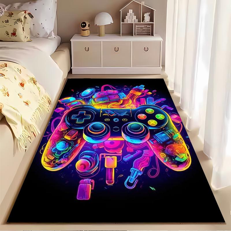 Colorful Neon Gaming Controller Carpet for Living Room Decor Suitable for use as an anti-slip for living room bedroom sofas
