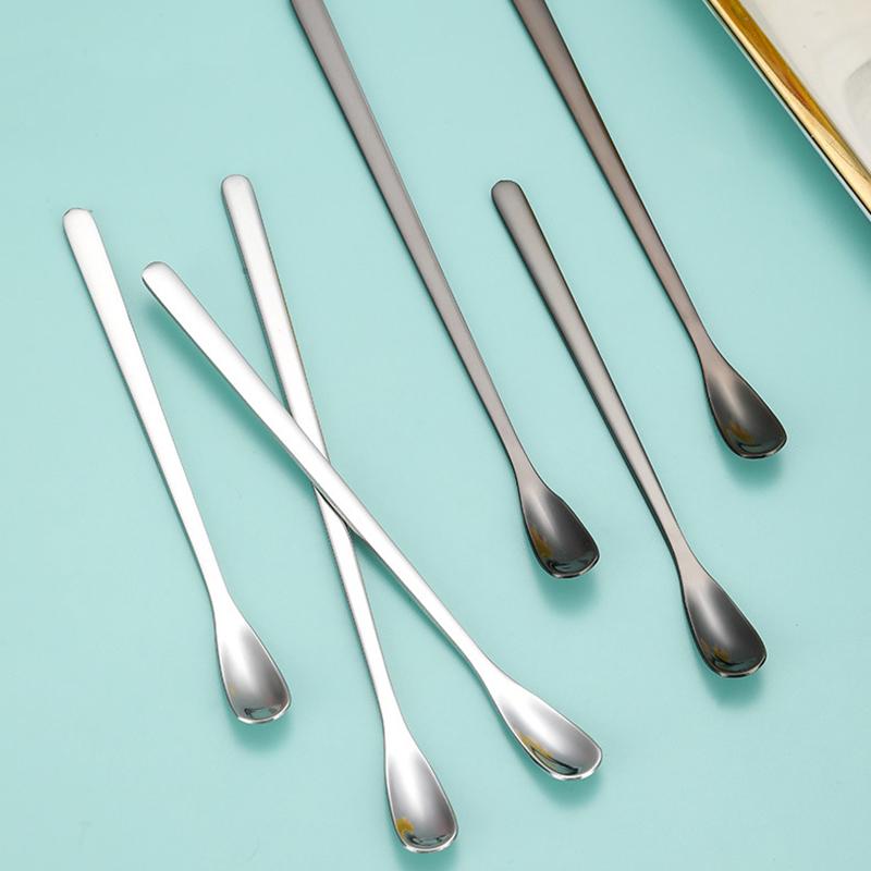 1Pc Stainless Steel Long Handle Stirring Spoon Coffee Tea Spoons Dessert Spoon Stirring Rod Tiny Spoon Kitchen Accessories