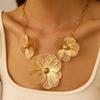 Exquisite 3D Hollow Flower Stud Earrings Necklace - Elegant European & American Design Jewelry for Women