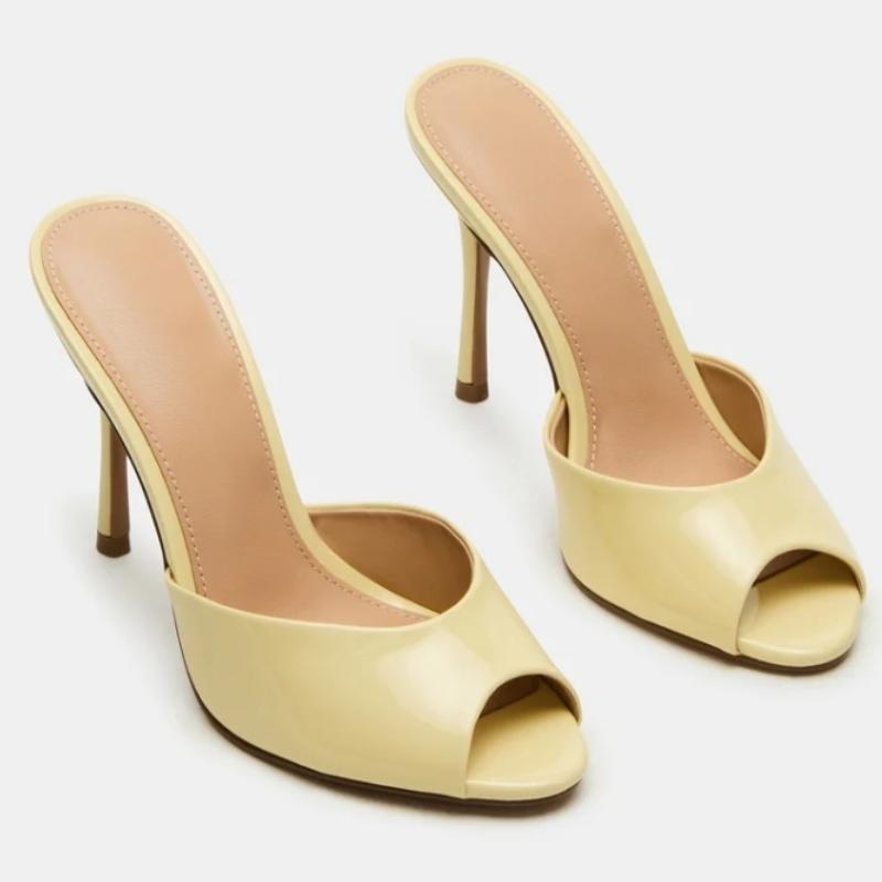 Sexy Women's Slippers High Heels Mules Summer Party Shoes 2025 Outdoor Designer Peep toe Slides Black Pink White Large Size 45