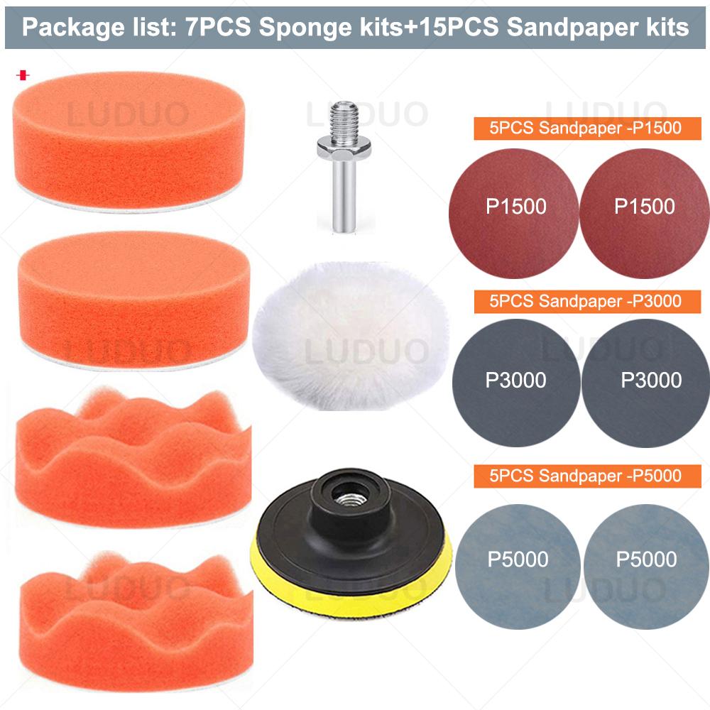 45/30/15 BUC Discuri Abrazive 3 Inch Pad de Lustruire Pad de Polisat Burete pentru Ceruire Kit Renovare Faruri Auto Polish Auto