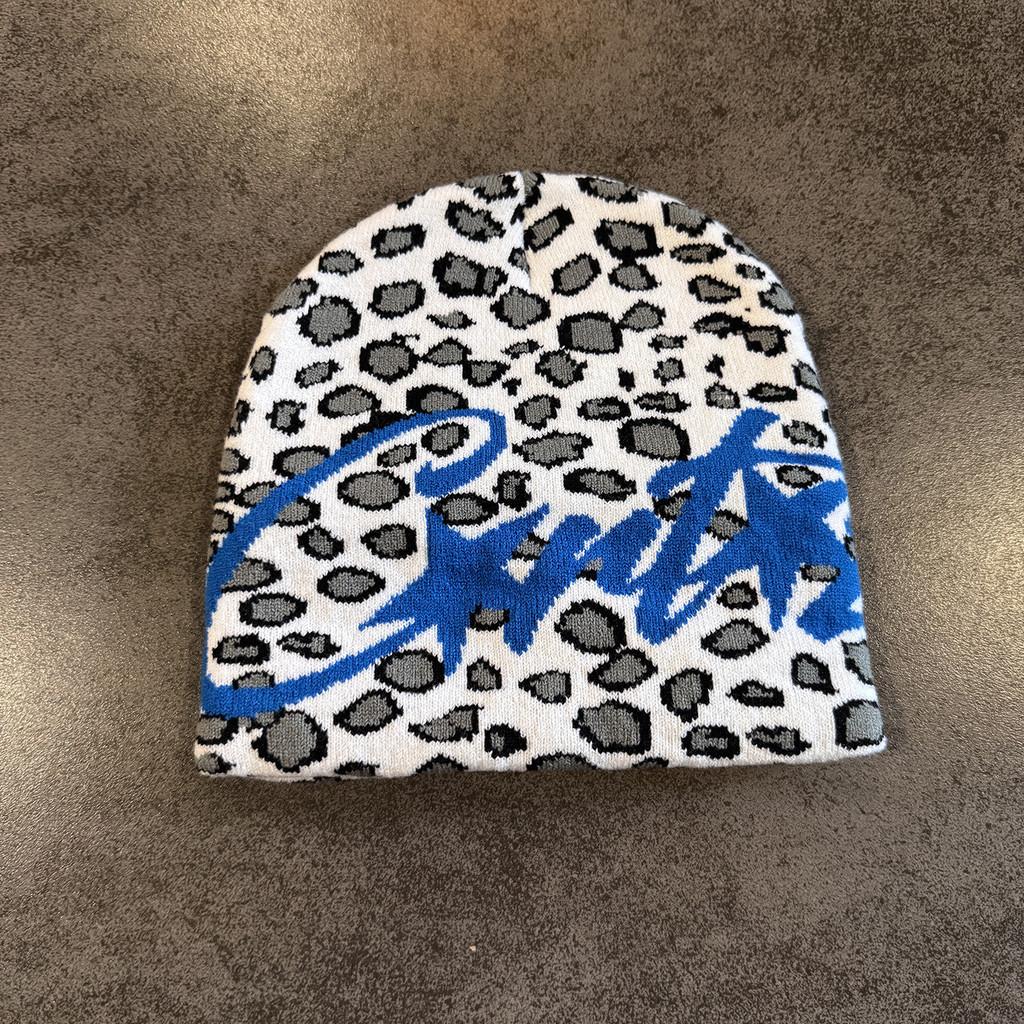 Leopard Letter Print Knitted Hat With Warmth For Winter Streetwear Fans