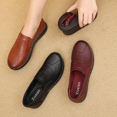 Maogu Ballerines Femme Âgée Mocassins Décontractés Légers 2024 Chaussures Décontractées en Cuir pour Femmes Mocassins Ballerines pour Dames Classiques à Bout Rond Chaussure 41