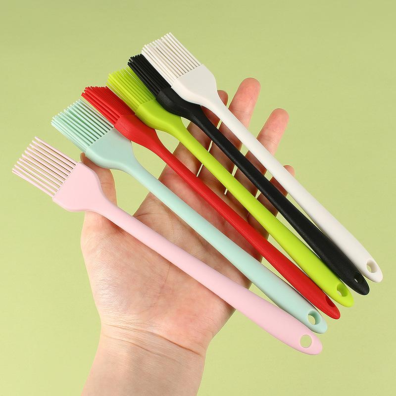 Stokta Silikon Entegre Küçük Boy Yağ Fırçası Barbekü Fırçası Ev Tüy Bırakmayan Pişirme Fırçası Krep Yağ Fırçası