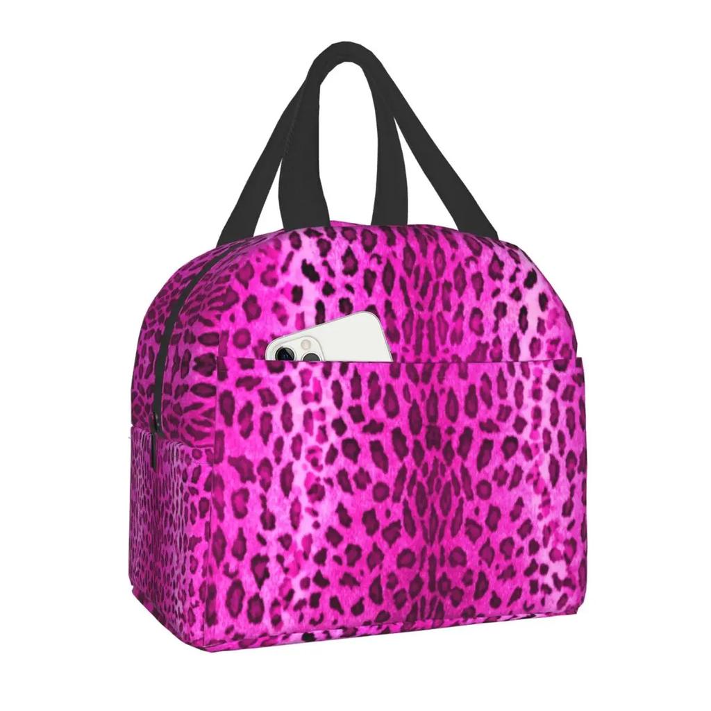 Leopard Print Insulated Lunch Tote Bag for Women Animal Skin Portable Cooler Thermal Food Lunch Box Kids School Food Picnic Bags