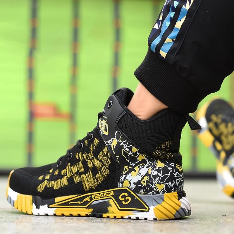 Fashion Men Work Safety Boots Anti-smash Work Sneakers High Top Safety Shoes Men Indestructible Work Boots
