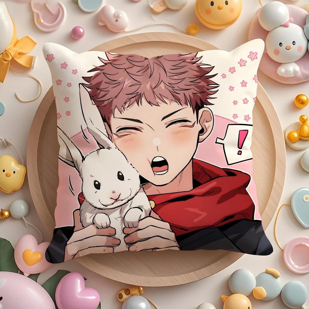 J-Jujutsu anime K-Kaisen Cushion Cover Home & Car Multi-Scene Pillow Cover - Reversible, Soft & Durable for Daily Use