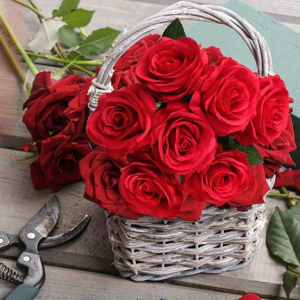 1PC Valentine's Day Wedding Decoration Rayon Flowers Realistic Rose Bouquet With Long Stems For Home Wedding Decoration Party,