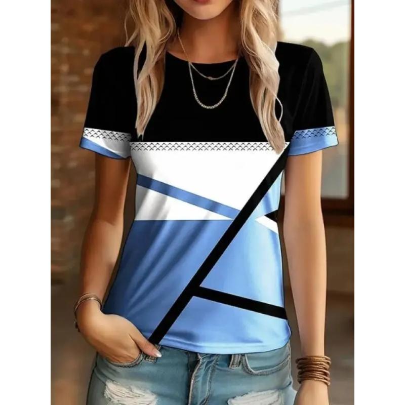 Soft Comfortable Printed Top Stylish Simple Short Sleeve Loose T-Shirts Women’s