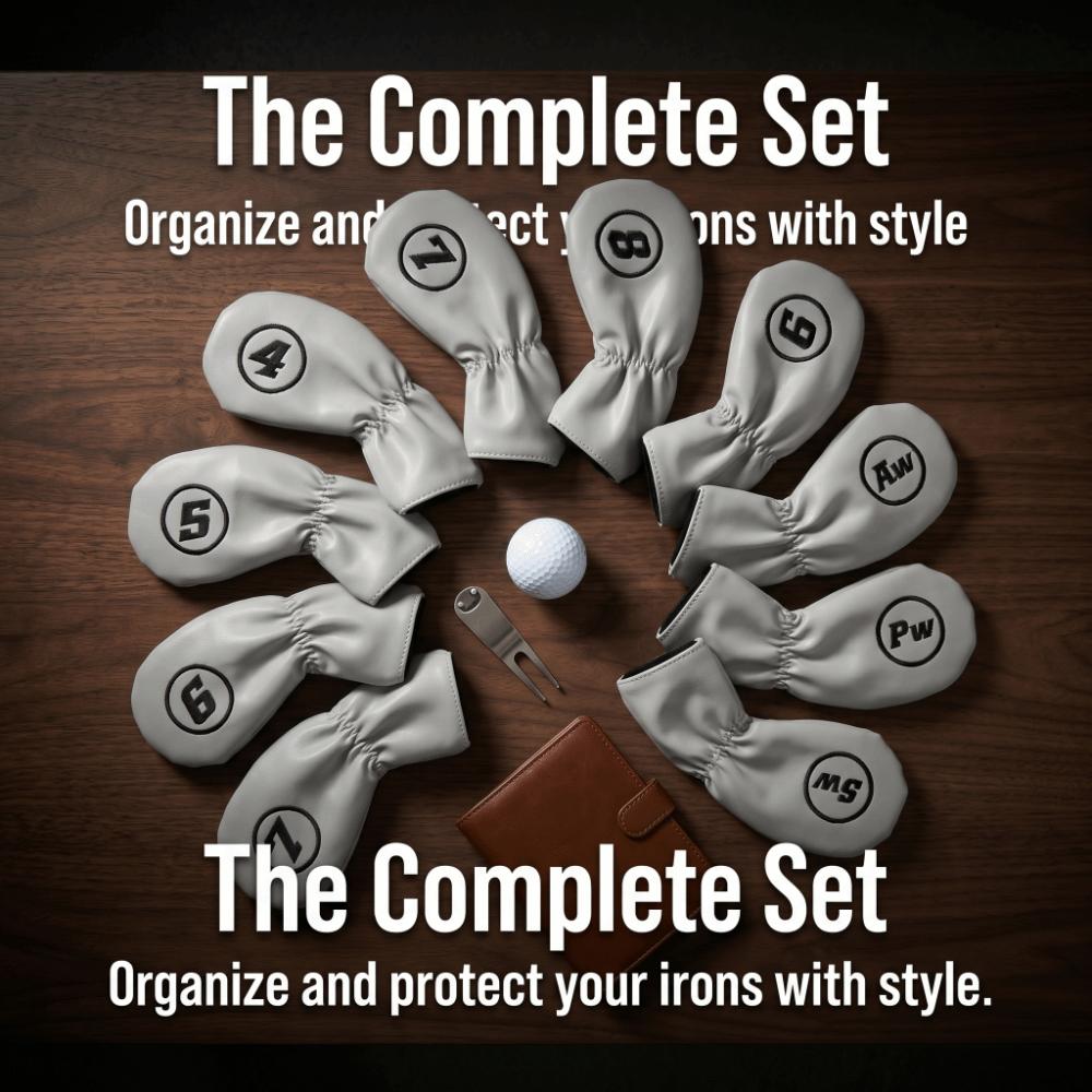9pcs PU Material Golf Iron Head Covers Waterproof Golf Iron Covers  Daily Golf Training