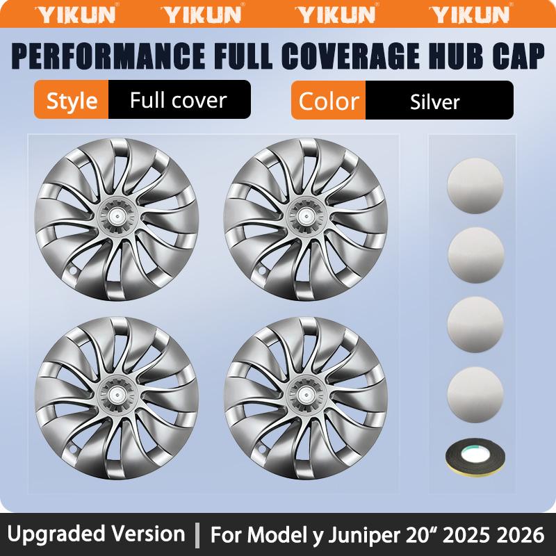 4PCS 20 Inch Hubcaps For Tesla Model Y Juniper Performance Replacement Wheel Cover AWD Full Rim Car Accessories Hub Caps 2025+
