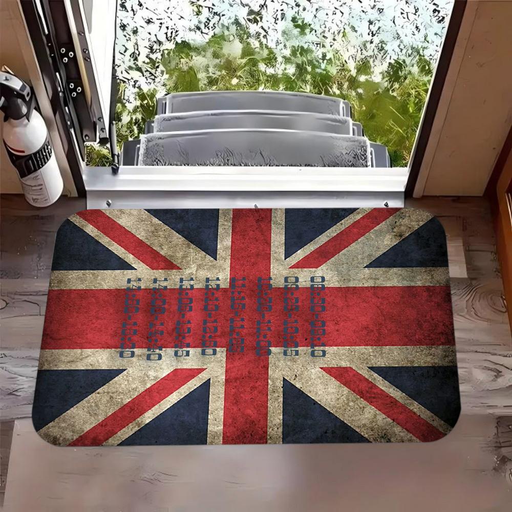 Modern Minimalist Union Jack Flannel Rug Living Room Anti-Slip Wear-Resistant Stain-Resistant Bedroom Floor Mat