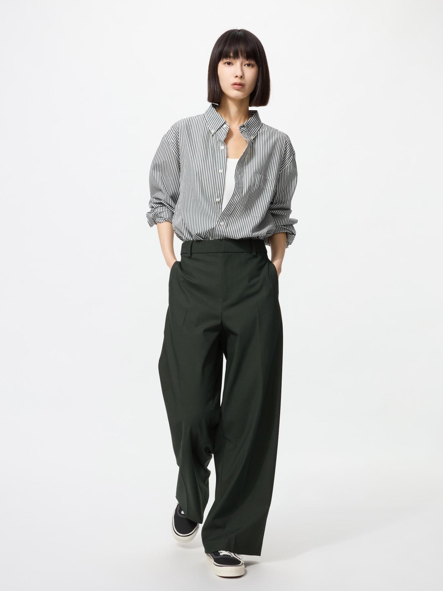 

Uniqlo Умные широкие брюки Длина штанины 70 74 см 58 DARK GREEN/WOMEN S