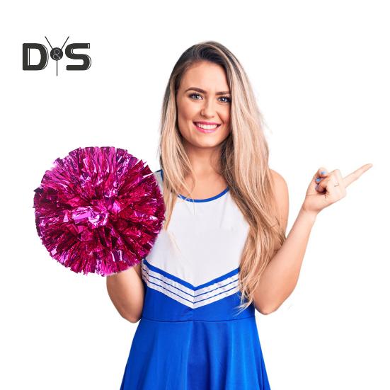 10 Stück Cheerleader-Pompons, metallische Cheerleader-Pompons mit Fingerring, Jubel-Requisiten für Squad-Team-Sportspiele, Tanz- und Kleiderpartys