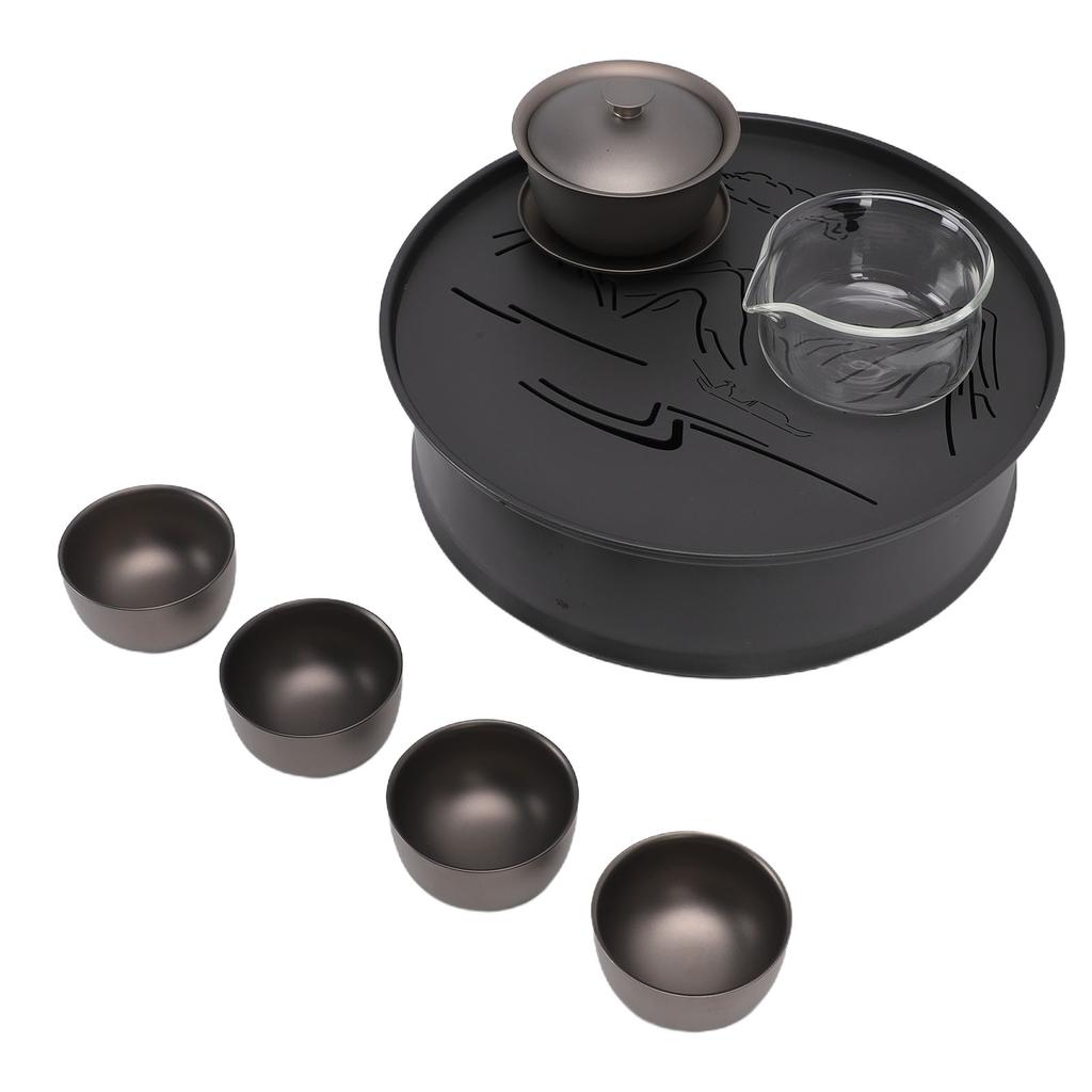 Outdoor Camping Tea Set Multifunctional Lightweight Portable Pure Ti Camping Tea Brewing Cup Set