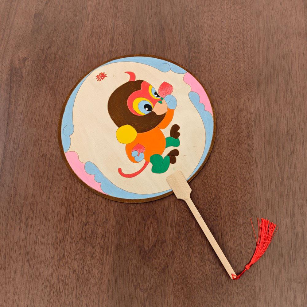 Chinese Zodiac DIY Wooden Fan: Children's Coloring Kit for Creative Parent-Child Interaction