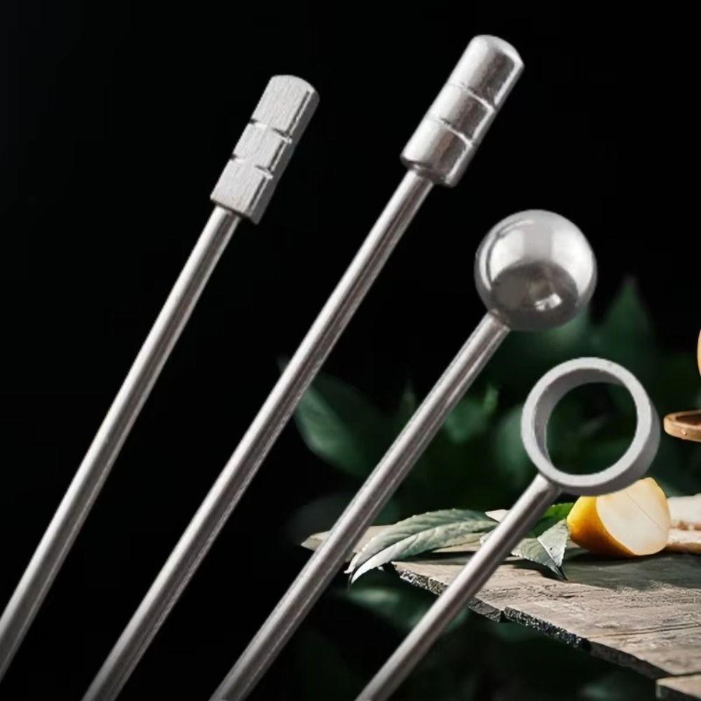 20Pcs Silver Color Martini Picks Stainless Steel Fruit Sticks Food Grade Cocktail Skewers  Buffet