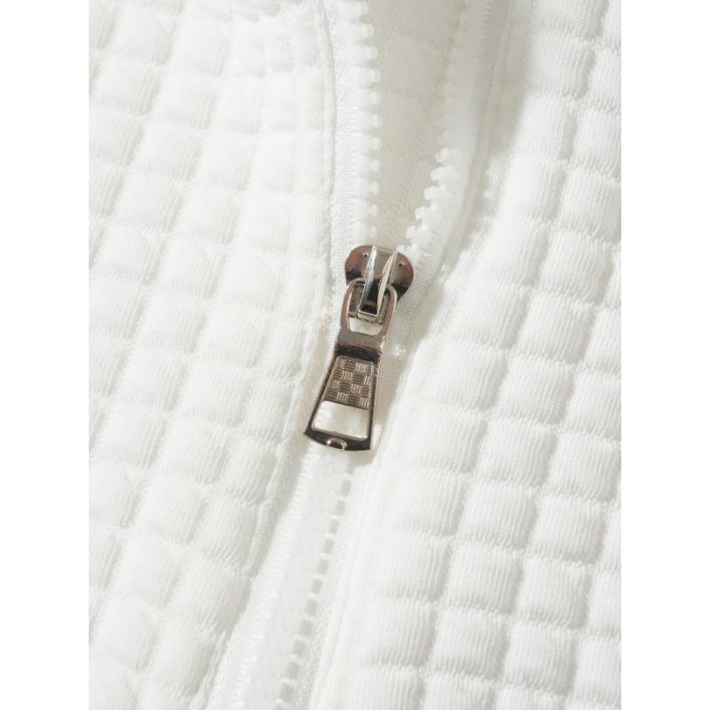 New Casual Solid Color Waffle Half-zip Pocket Long-sleeved Stand Collar Men's Sweatshirt