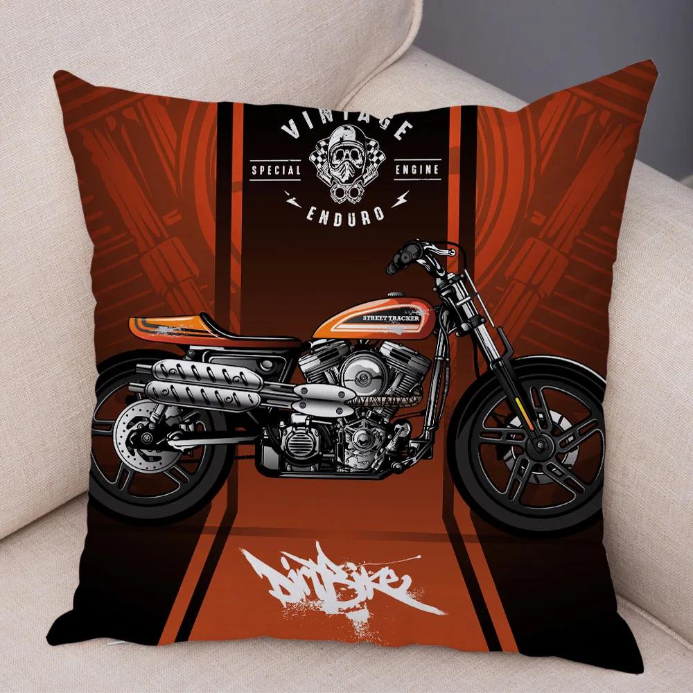 Super Soft Plush Cushion Cover 45x45cm Cartoon Motorcycle Pillowcase Decor Car Printed Pillow Case for Home Sofa Children Room