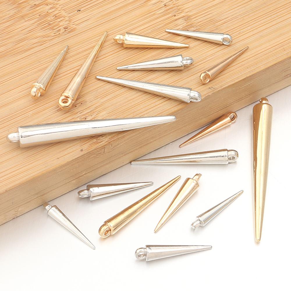 50-200pcs/lot Cone Charms Pendants Plastics CCB Rivet Spike Beads Charms For Women Man Hoop Earring Necklace Jewelry Making