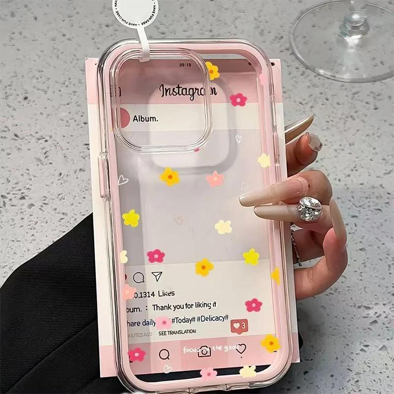 ins color flower is suitable for Apple 17promax mobile phone case iPhone16 two-in-one 14/15 color edge 13 sets