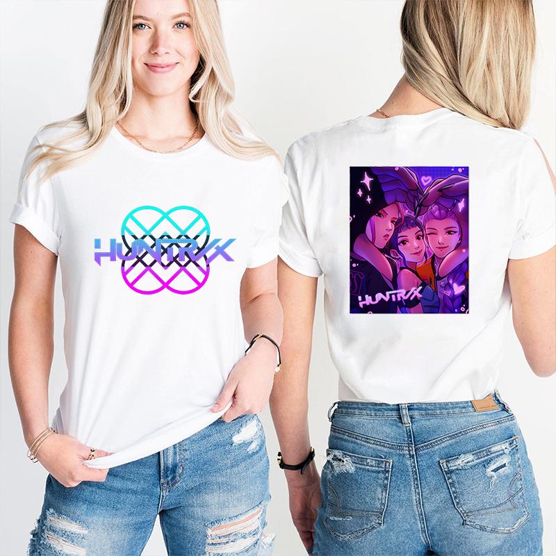 Women Clothes Tees Tops Kpop Demon Hunter Huntrx Print T-shirts Fashion Casual Short Sleeve T-shirt Fashion Korean Anime Tshirts