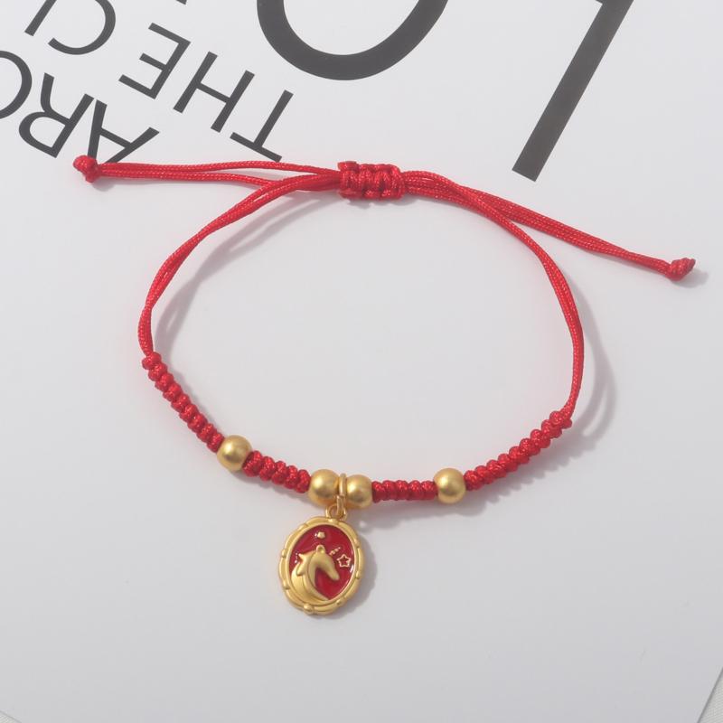 2026 Horse Year Lucky Red Rope Bracelet Chinese Style Zodiac Horse Braided Bracelet Women Fashion Jewelry