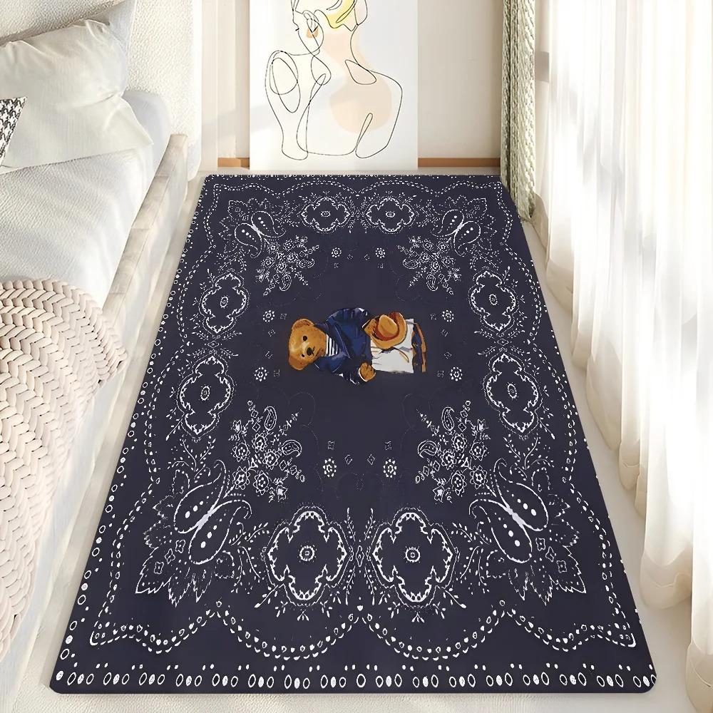 Cute Teddy Bear Happy Floor Mat Bathroom Mat Kids Room Bedroom Decoration Balcony Anti-Slip Doormat Living Room Welcome Rug INS
