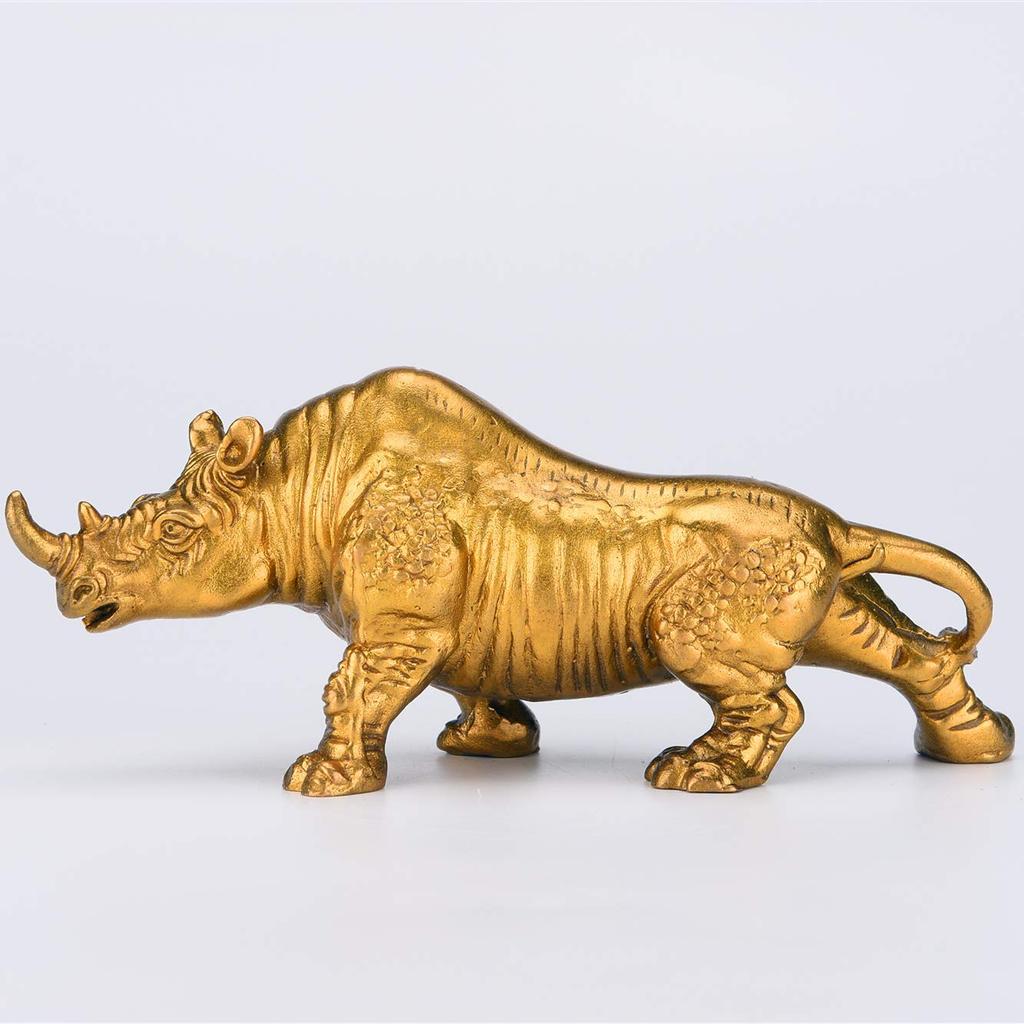 Feng Shui Lucky Good Luck Fortune Money Wealth Copper Item, Rhino, Charm, Ornament, Improver, Luck, Luck, Collectible, Amulet,