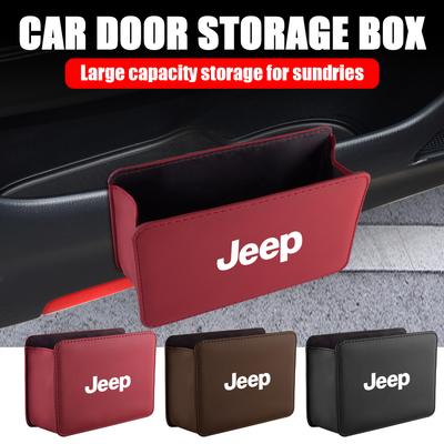 Car Door Storage Box Leather Seat Back Trash Can Key Organizer Bag Accessories For Grand Cherokee Renegade Wrangler Compass