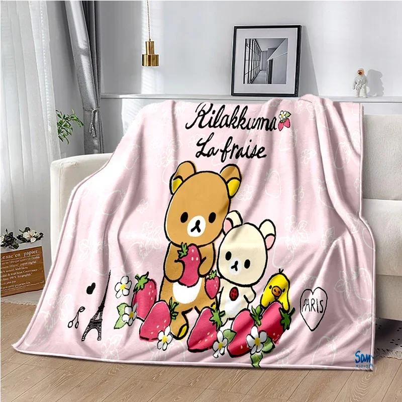 Cartoon Rilakkuma Anime Girls Throws Blanket for Baby Hiking Picnic Bed Super Soft Cute kawaii Flannel Blanket birthday gift