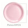 In-Stock Pink Solid Color Round Tableware Set: Paper Plates, Cups, Napkins, Knives, Forks, Spoons for Birthday Parties