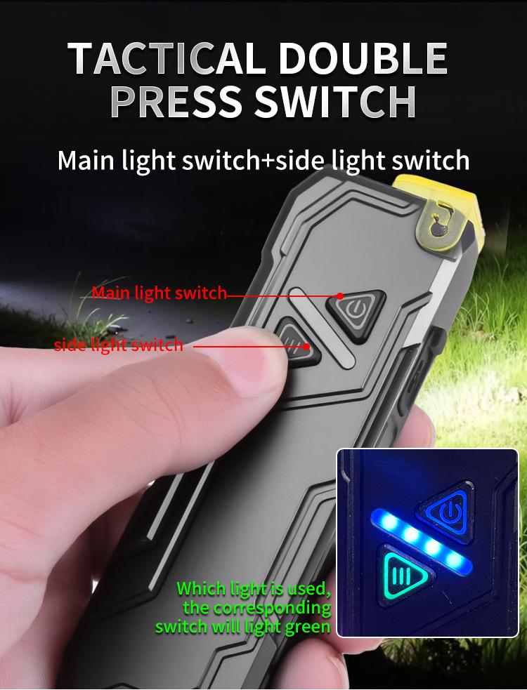 Portable EDC LED Flashlight UV Light Type-C Rechargeable Magnet Torch Work Light with Clip Multifunctional Magnet Lantern