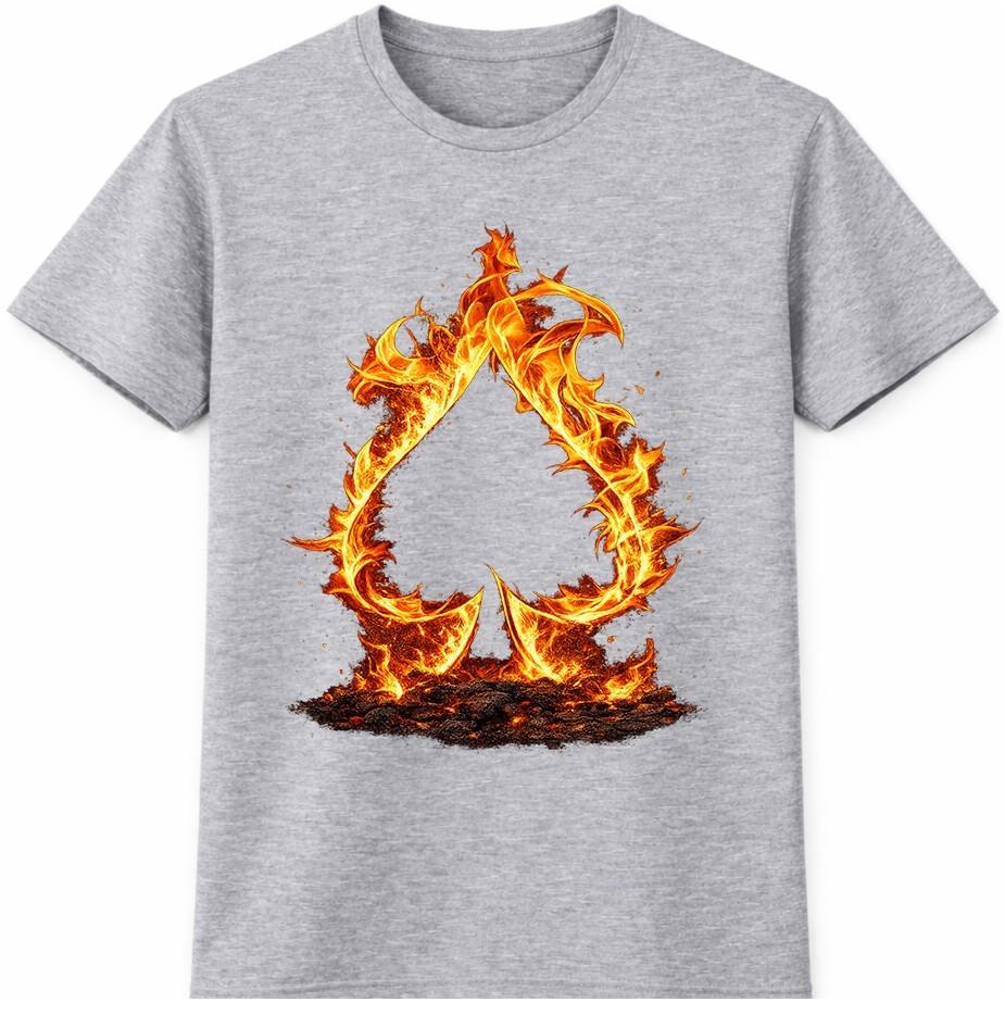 Flaming Spade Poker T Shirt Fire Card Suit Casino Gambling Graphic Tee