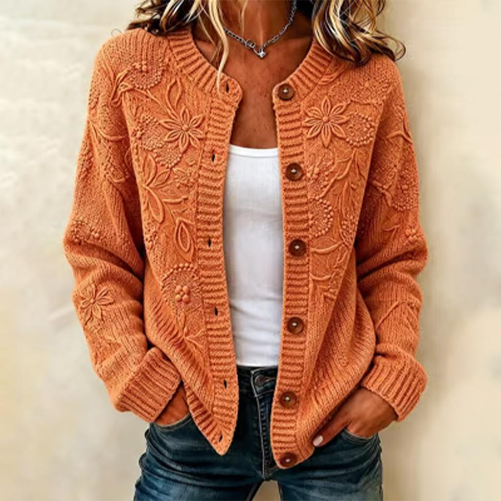 Women's Striped Print Long Sleeve Knit Cardigan Button Front Casual Sweater