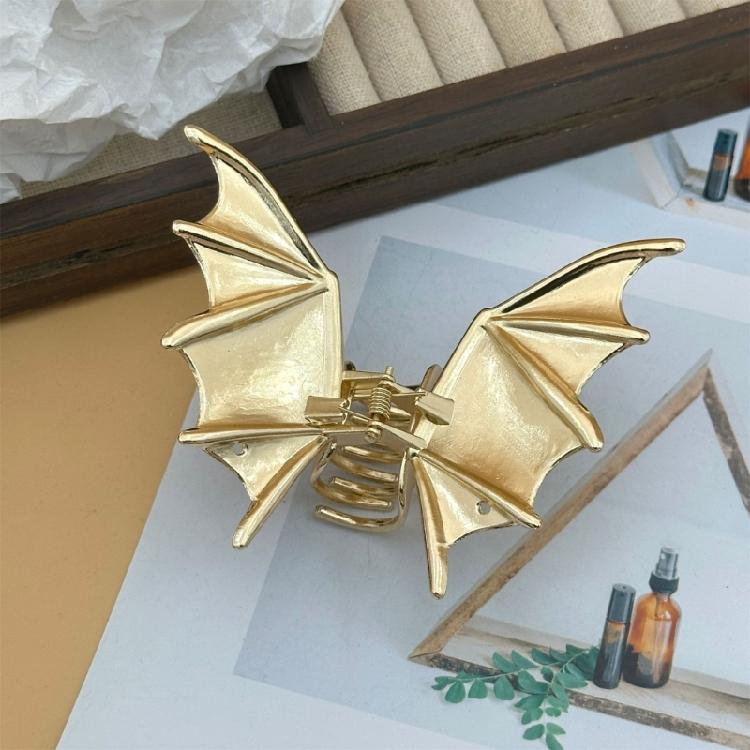 Punk Bat Shape Design Hair Clip Large Metal Hair Claw Halloween Costume Event Hairstyle Accessory Women Party Headwear