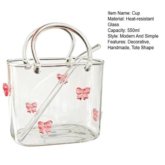 Handmade Glass Purse 550ml Borosilicate Glass Cup Tote Shape Cocktail And Iced Tea Glassware Small Bedside Table Vase