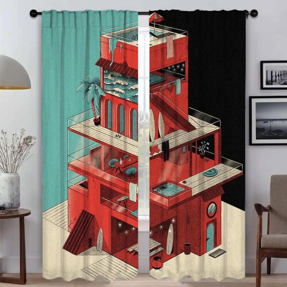 Imagination Anti-mosquito Curtains 2 Pieces Partition Halloween Decoration Living Room Curtain Shades Curtains for Camera Child