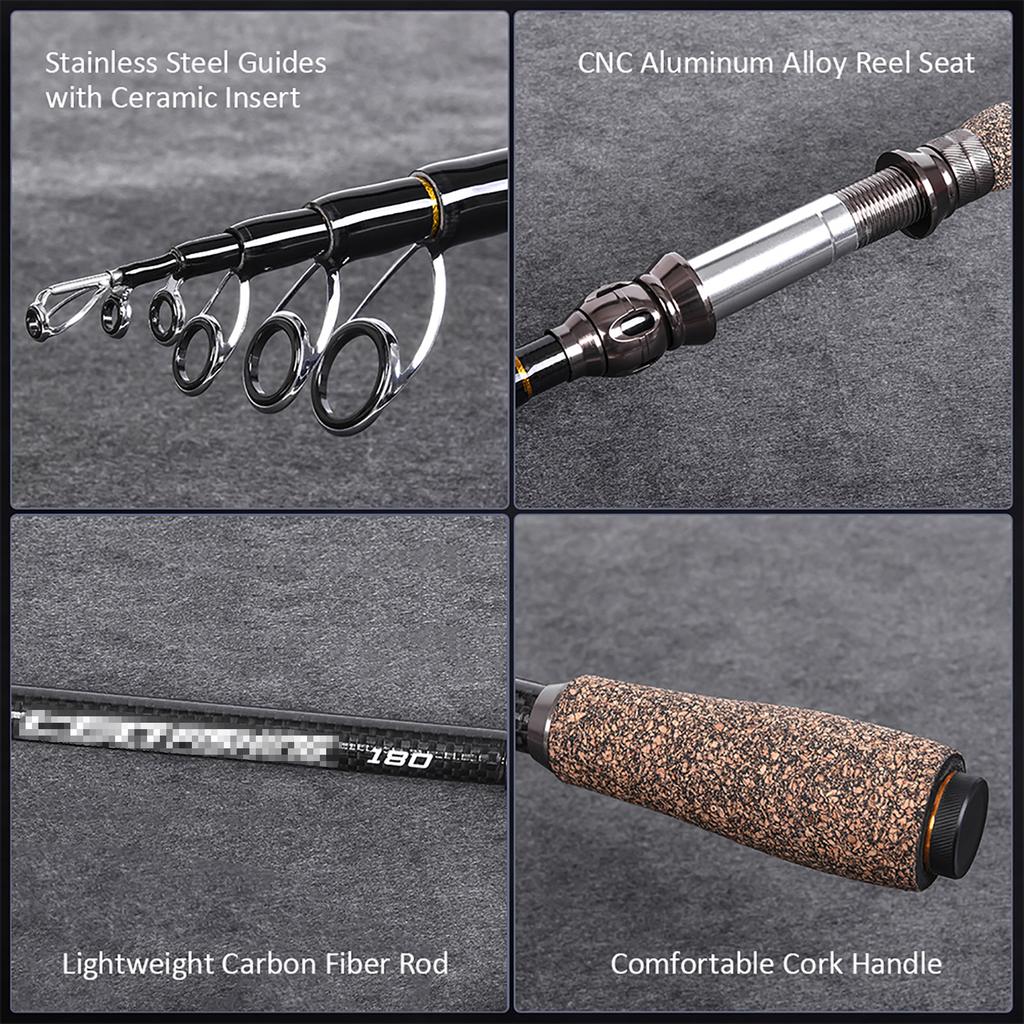 1.8m Celsius 2.1m Celsius 2. Celsius 2.7m Telescopic Carbon Fishing Rod Travel Sea Fishing Rod Pole with Cork Handle